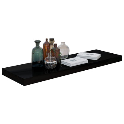 Vegghylle Høyglans Svart Flytende 4 stk 80x23,5x3,8 cm