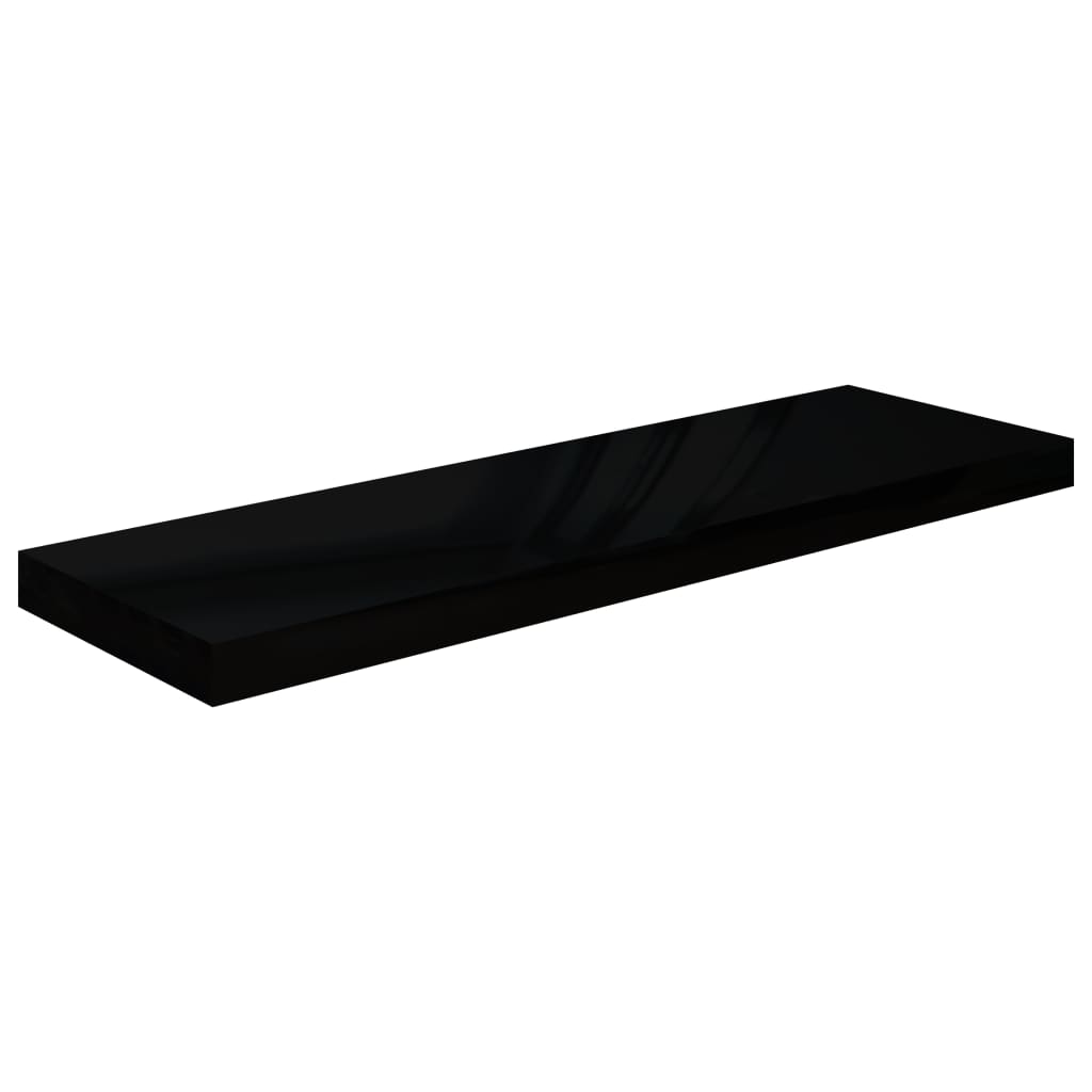 Vegghylle Høyglans Svart Flytende 4 stk 80x23,5x3,8 cm