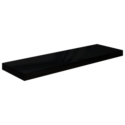 Vegghylle Høyglans Svart Flytende 4 stk 80x23,5x3,8 cm