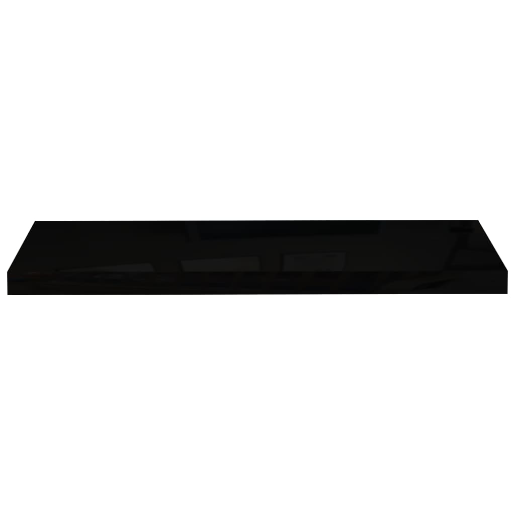 Vegghylle Høyglans Svart Flytende 4 stk 80x23,5x3,8 cm