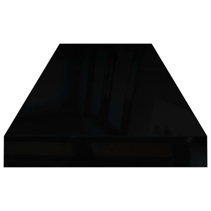 Vegghylle Høyglans Svart Flytende 4 stk 80x23,5x3,8 cm