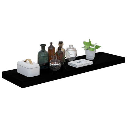 Vegghylle Høyglans Svart Flytende 4 stk 90x23,5x3,8 cm