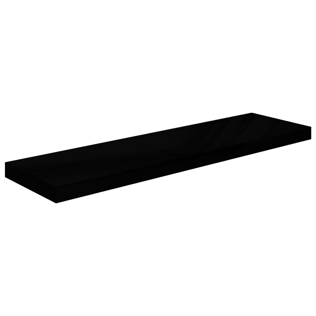 Vegghylle Høyglans Svart Flytende 4 stk 90x23,5x3,8 cm