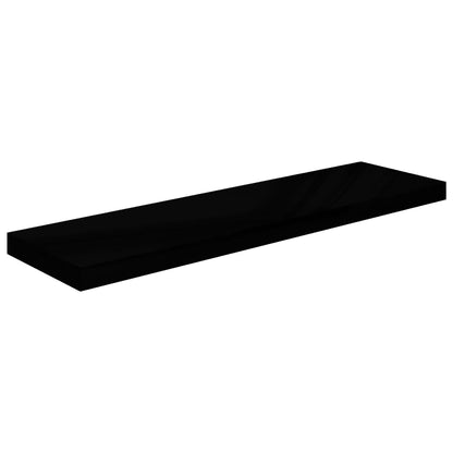 Vegghylle Høyglans Svart Flytende 4 stk 90x23,5x3,8 cm