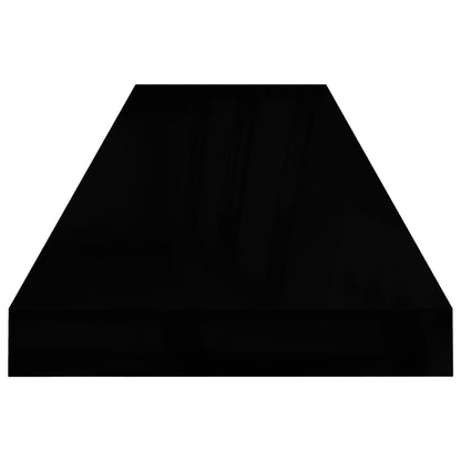 Vegghylle Høyglans Svart Flytende 4 stk 90x23,5x3,8 cm