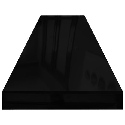 Vegghylle Høyglans Svart Flytende 120x23,5x3,8 cm MDF