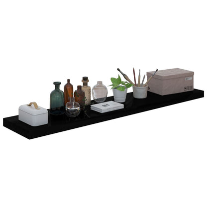 Vegghylle Høyglans Svart Flytende 2 stk 120x23,5x3,8 cm