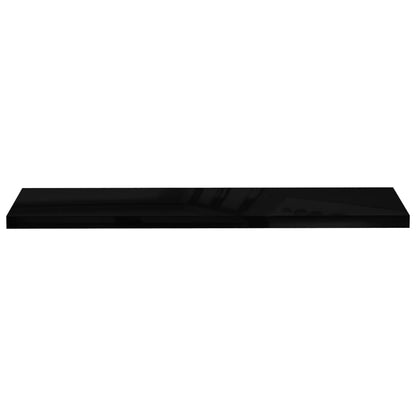 Vegghylle Høyglans Svart Flytende 4 stk 120x23,5x3,8 cm