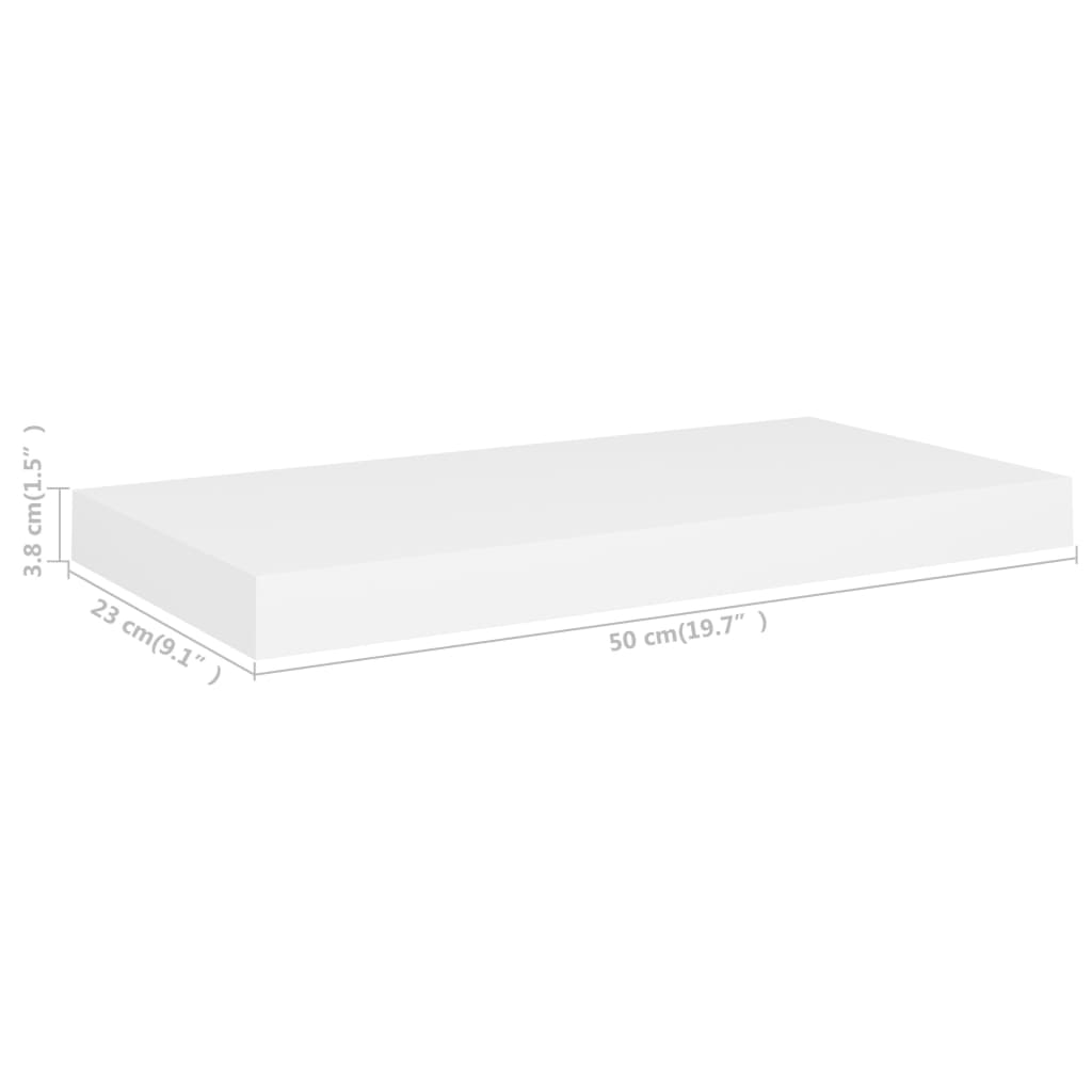 Vegghylle Hvit Flytende 4 stk 50x23x3,8 cm MDF