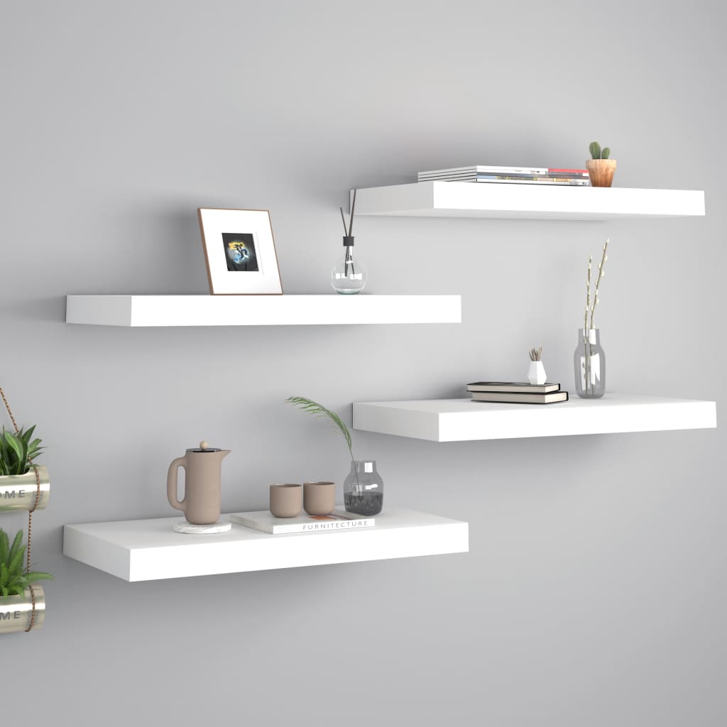 Vegghylle Hvit Flytende 4 stk 50x23x3,8 cm MDF
