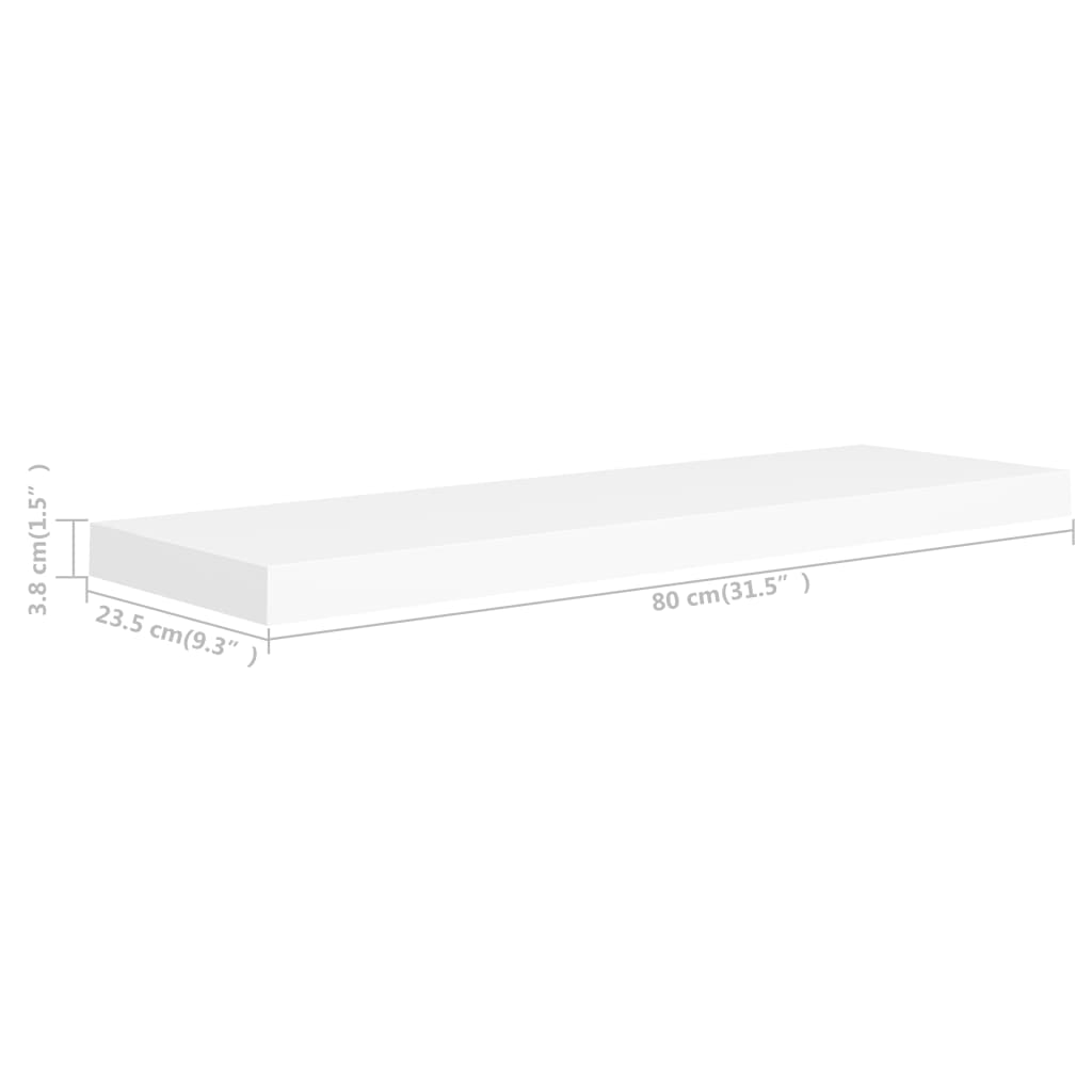 Vegghylle Hvit Flytende 4 stk 80x23,5x3,8 cm MDF