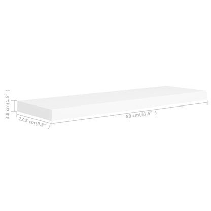 Vegghylle Hvit Flytende 4 stk 80x23,5x3,8 cm MDF