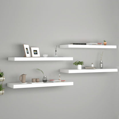 Vegghylle Hvit Flytende 4 stk 80x23,5x3,8 cm MDF