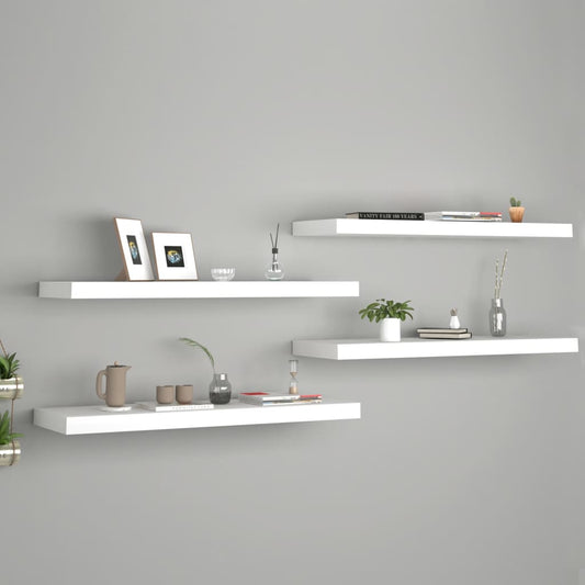 Vegghylle Hvit Flytende 4 stk 80x23,5x3,8 cm MDF