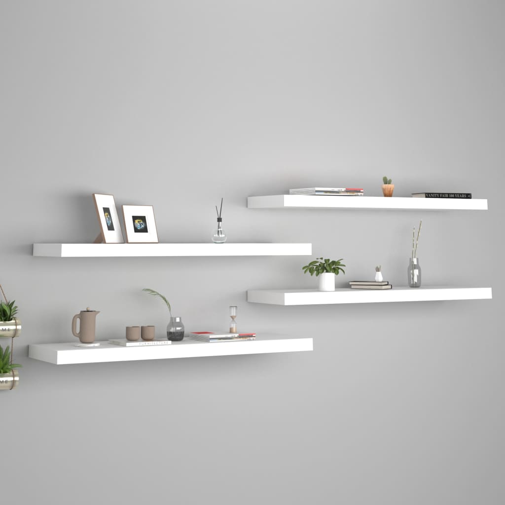 Vegghylle Hvit Flytende 4 stk 90x23,5x3,8 cm