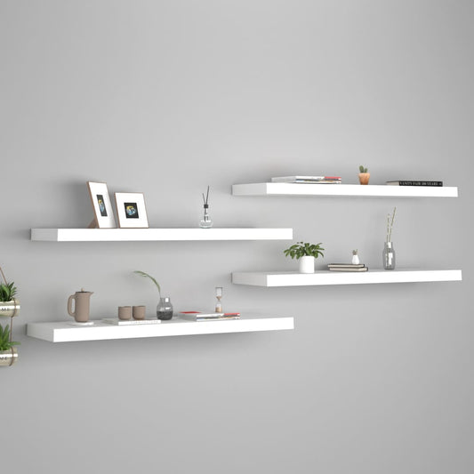 Vegghylle Hvit Flytende 4 stk 90x23,5x3,8 cm