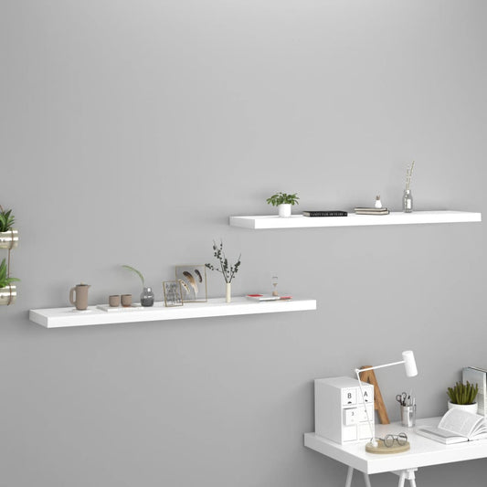 Vegghylle Hvit Flytende 2 stk 120x23,5x3,8 cm