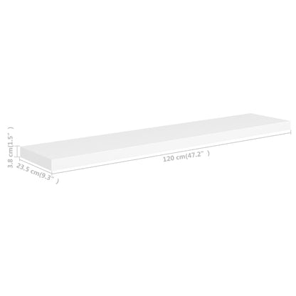 Vegghylle Hvit Flytende 4 stk 120x23,5x3,8 cm