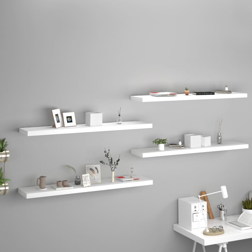 Vegghylle Hvit Flytende 4 stk 120x23,5x3,8 cm