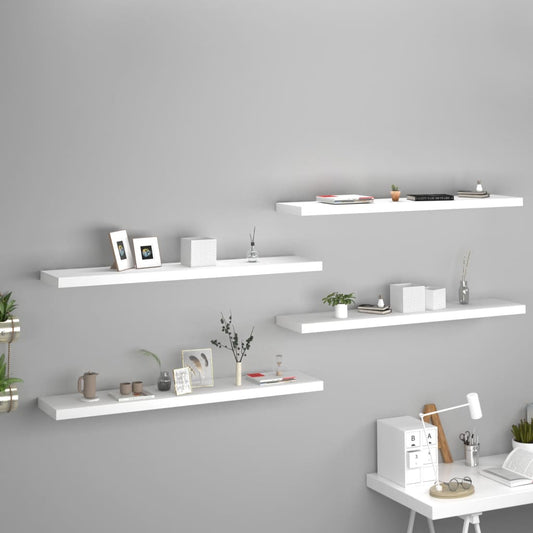 Vegghylle Hvit Flytende 4 stk 120x23,5x3,8 cm