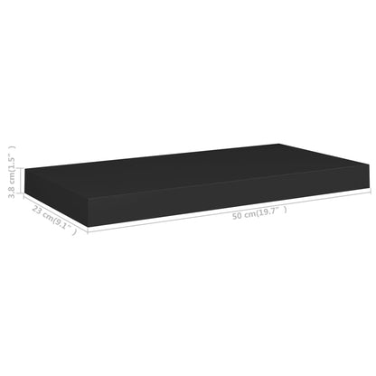 Vegghylle Svart Flytende 4 stk 50x23x3,8 cm MDF