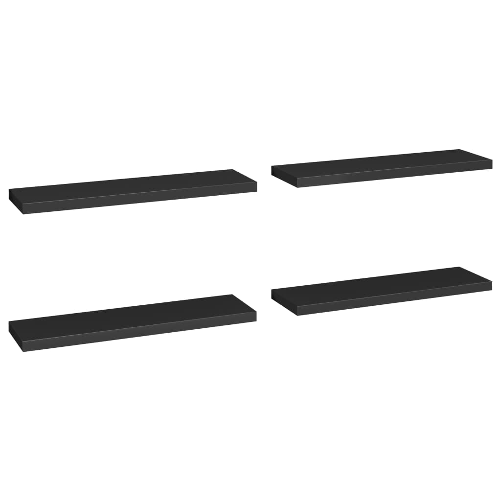 Vegghylle Svart Flytende 4 stk 90x23,5x3,8 cm