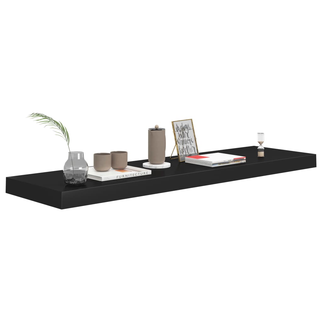 Vegghylle Svart Flytende 4 stk 90x23,5x3,8 cm