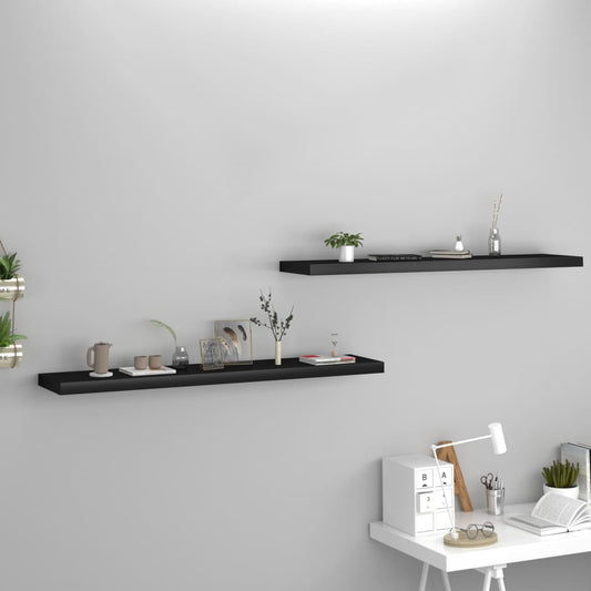 Vegghylle Svart Flytende 2 stk 120x23,5x3,8 cm