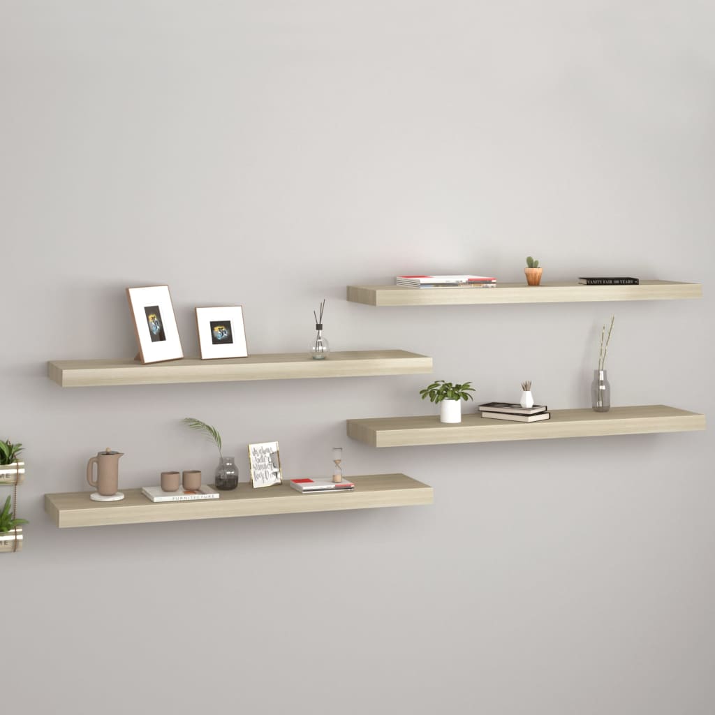 Vegghylle Brun Eik Flytende 4 stk 90x23,5x3,8 cm