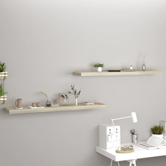 Vegghylle Brun Eik Flytende 2 stk 120x23,5x3,8 cm
