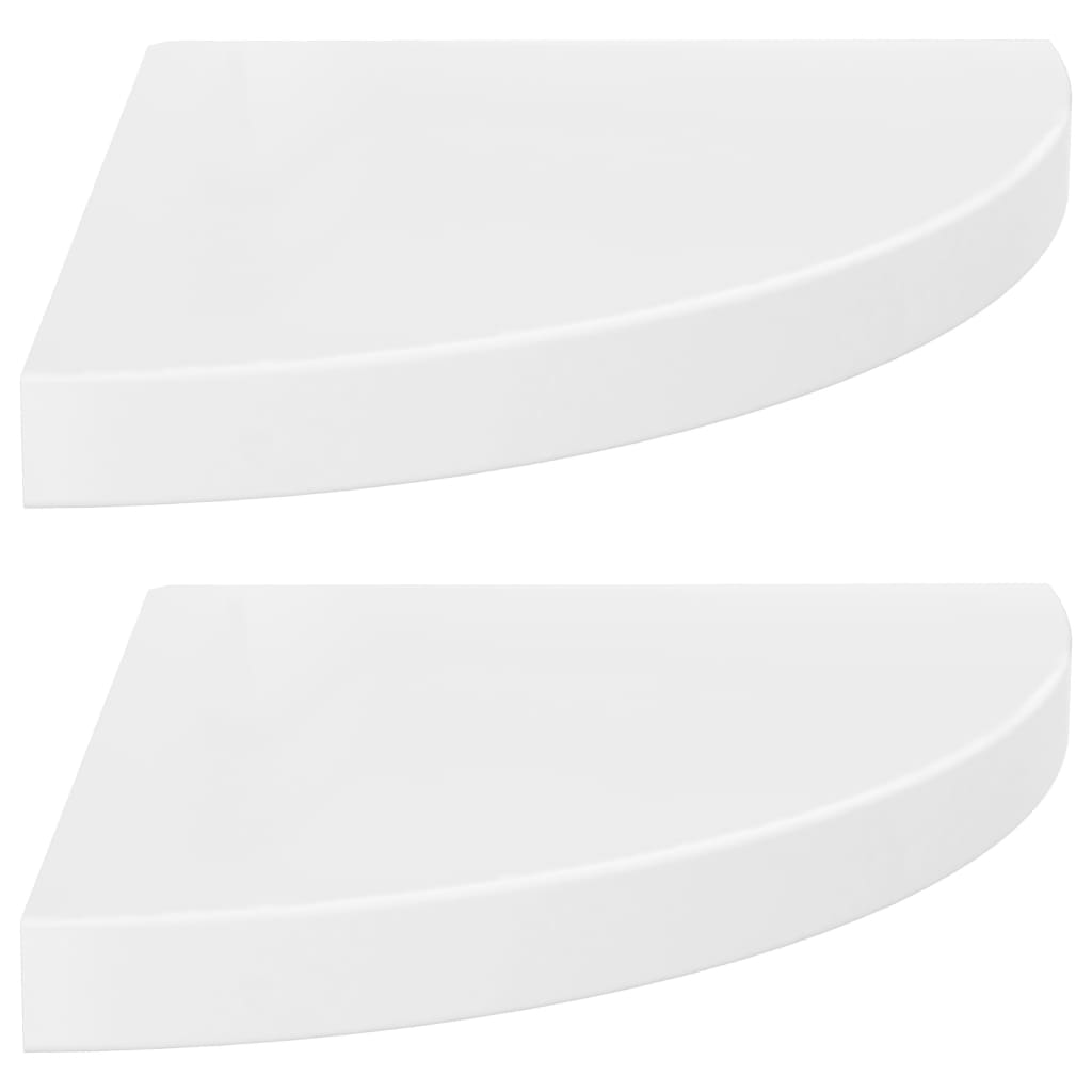 Vegghylle Høyglans Hvit Flytende 2 stk 35x35x3,8 cm MDF