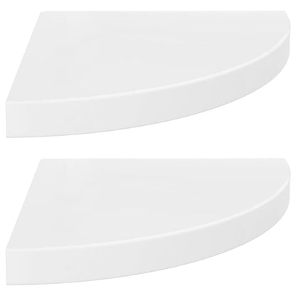 Vegghylle Høyglans Hvit Flytende 2 stk 35x35x3,8 cm MDF