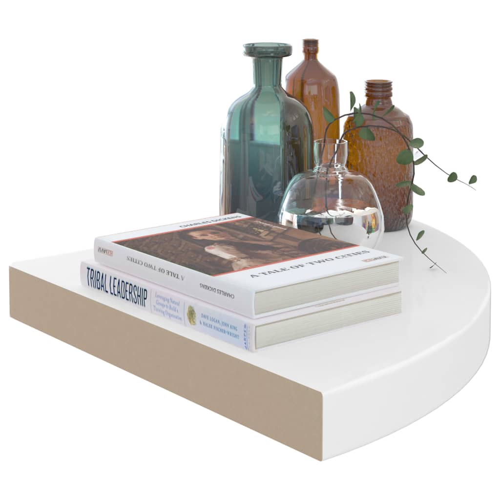 Vegghylle Høyglans Hvit Flytende 2 stk 35x35x3,8 cm MDF
