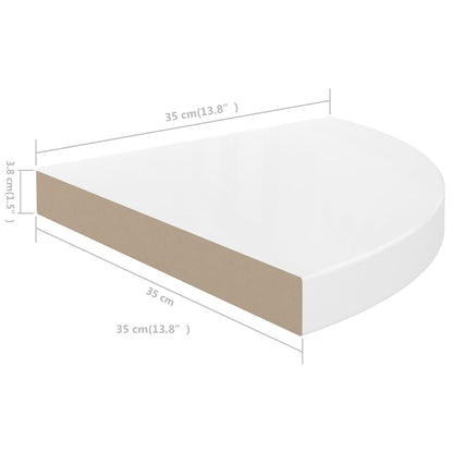 Vegghylle Høyglans Hvit Flytende 2 stk 35x35x3,8 cm MDF
