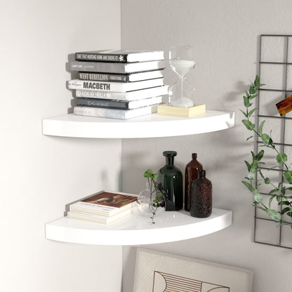 Vegghylle Høyglans Hvit Flytende 2 stk 35x35x3,8 cm MDF
