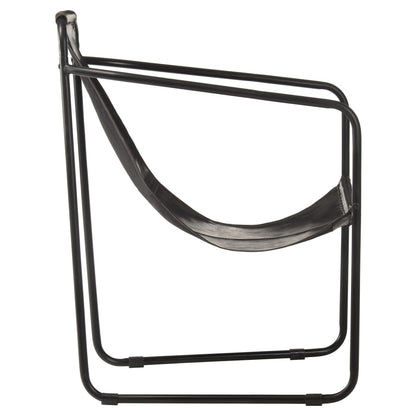 Lenestol Svart ekte lær