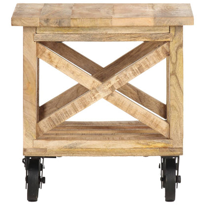 Sidebord Tre med hjul 40x40x42 cm grovt mangotre