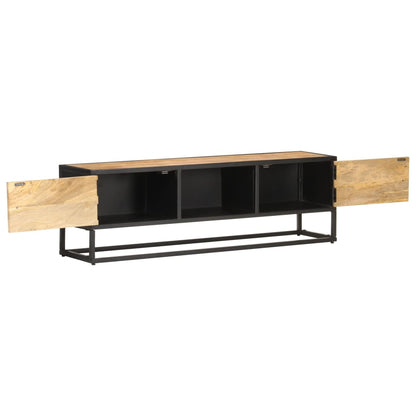 TV-Møbel Tre TV-benk heltre mango med utskåret dør 130x30x40 cm