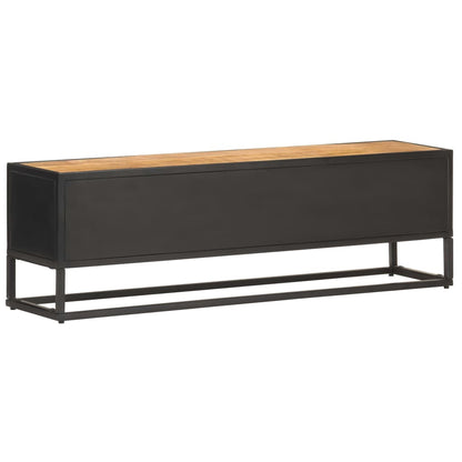 TV-Møbel Tre TV-benk heltre mango med utskåret dør 130x30x40 cm