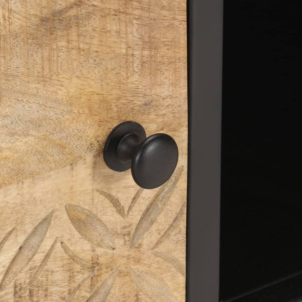 TV-Møbel Tre TV-benk heltre mango med utskåret dør 130x30x40 cm