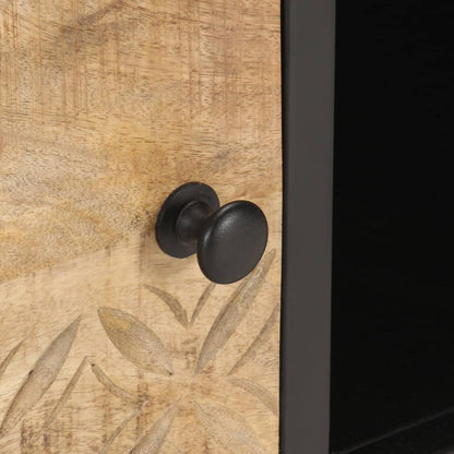 TV-Møbel Tre TV-benk heltre mango med utskåret dør 130x30x40 cm