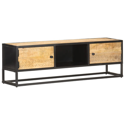 TV-Møbel Tre TV-benk heltre mango med utskåret dør 130x30x40 cm