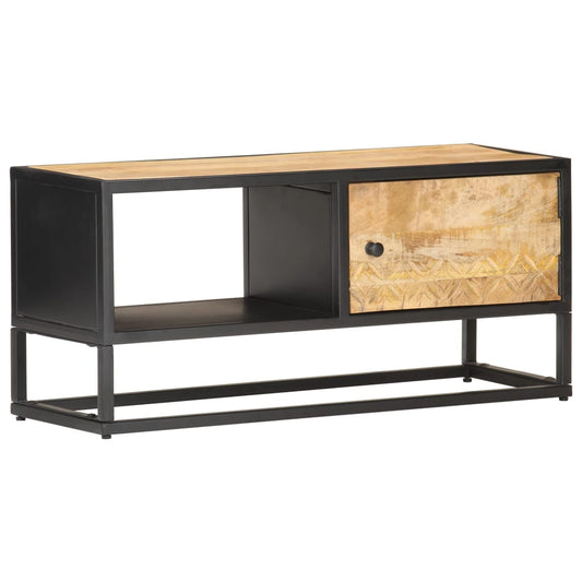 TV-Møbel Tre TV-benk heltre mango med utskåret dør 90x30x40 cm