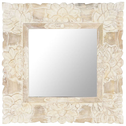Veggspeil Hvit 50x50 cm heltre mango