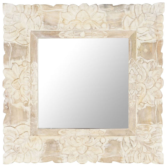 Veggspeil Hvit 50x50 cm heltre mango