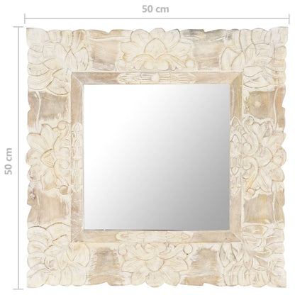 Veggspeil Hvit 50x50 cm heltre mango