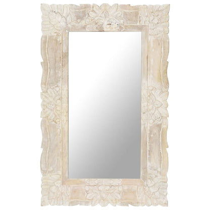 Veggspeil Hvit 80x50 cm heltre mango