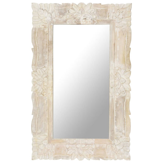 Veggspeil Hvit 80x50 cm heltre mango