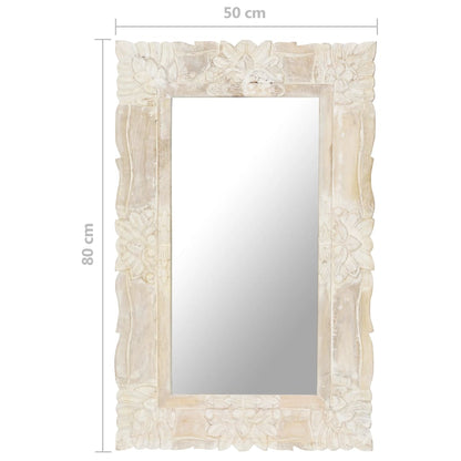 Veggspeil Hvit 80x50 cm heltre mango