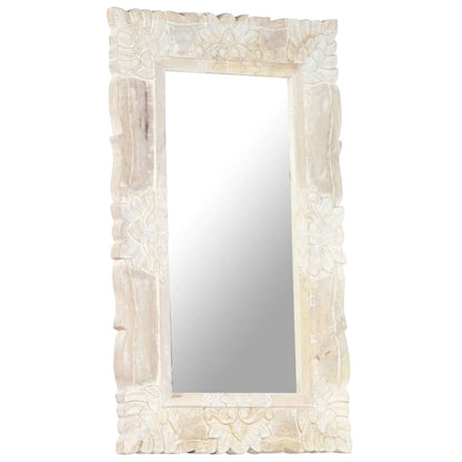 Veggspeil Hvit 80x50 cm heltre mango